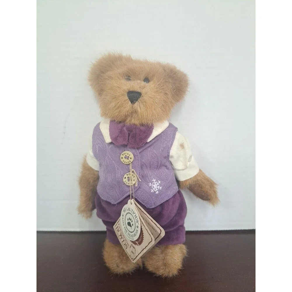 2000 Boyds Bears Gen-yoo-wine Edmund In Purple Outfit 8inch Plush